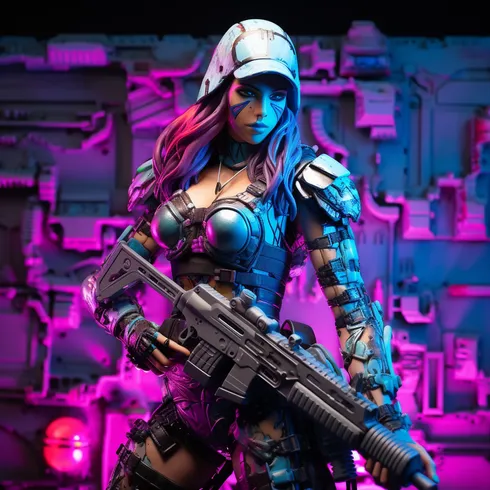 Picture of Collectible Cyberpunk Futuristic Girl #8