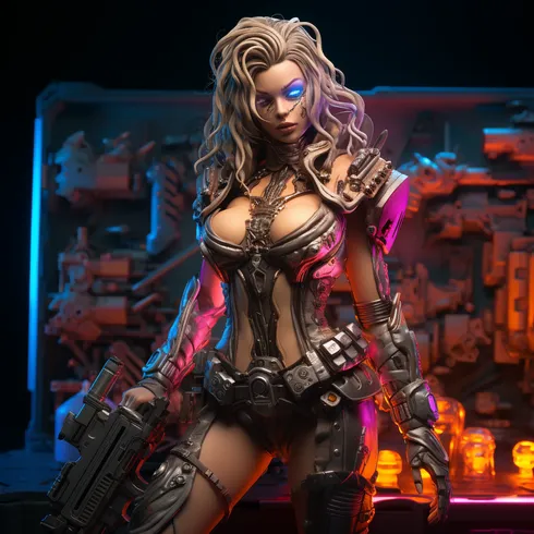 Picture of Collectible Cyberpunk Futuristic Girl #13